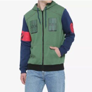 Hot Topic Jacket Mens Medium Green Naruto Shippuden Kakashi Hatake Hoodie Anime